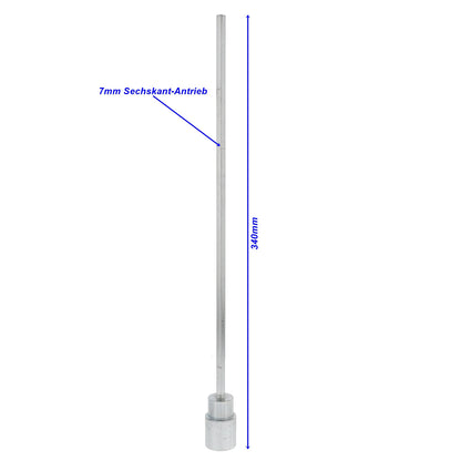 Ausdrehkurbel für Anhängerstützen 340mm / 19mm