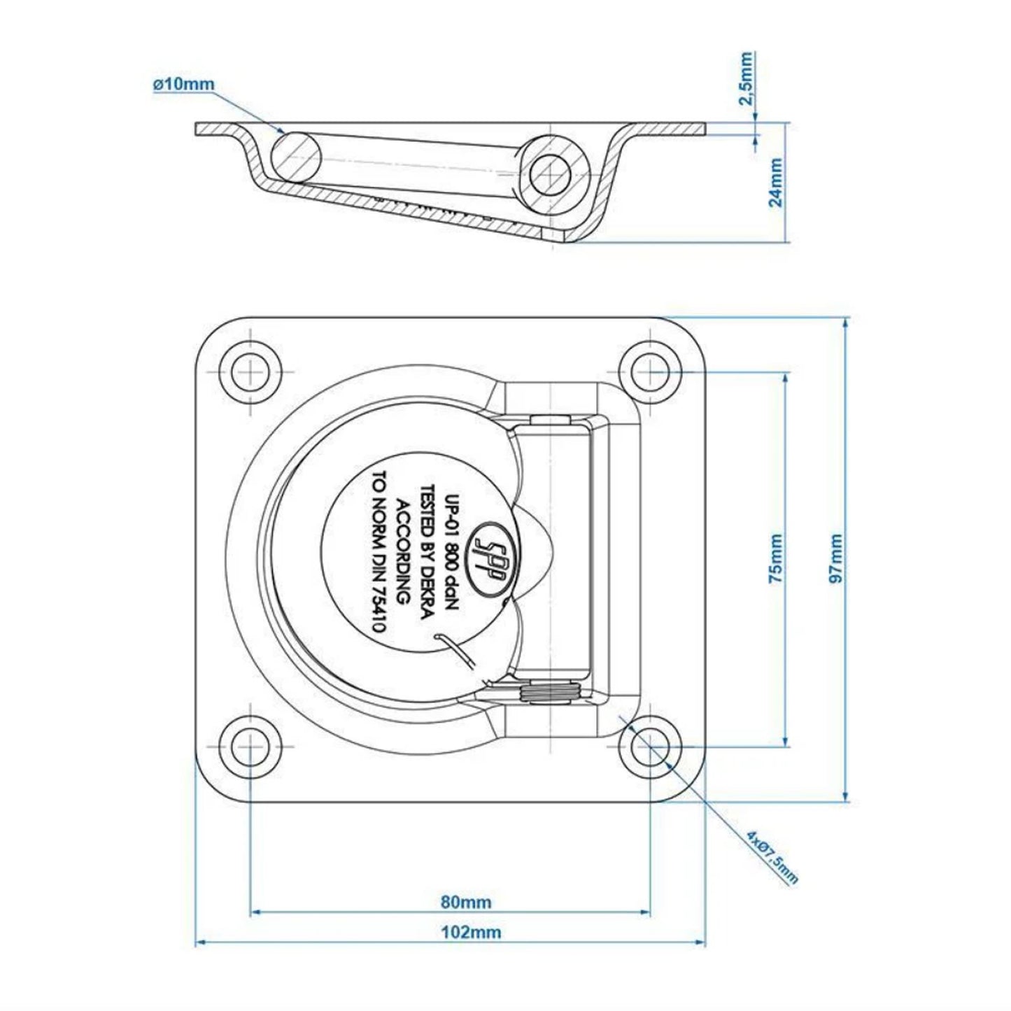 SPP lashing tray simple, with spring 102mm x 97mm