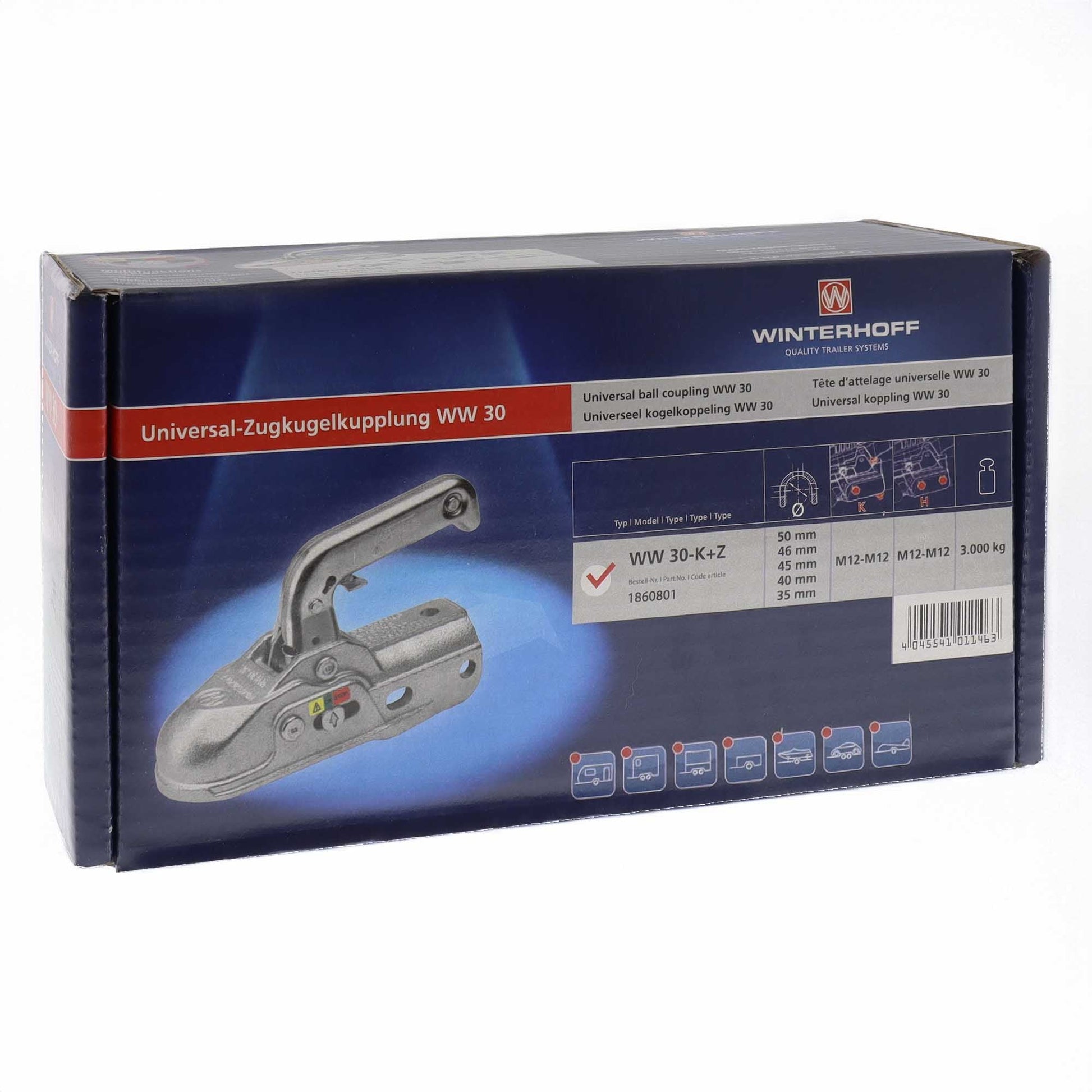 Winterhoff WW30K+Z Kugelkupplung 35/40/45 - 46/50 - 51mm 3000kg - TMN - shop.de