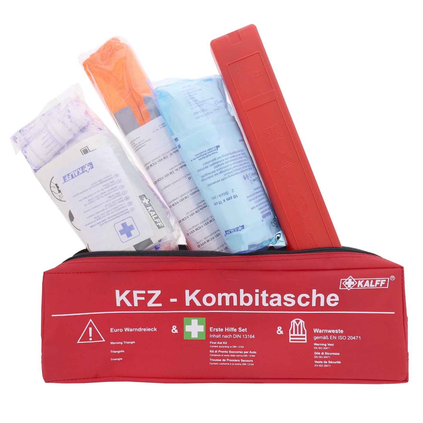 3 in 1 KFZ Kombitasche Rot DIN 13164-2022 - TMN-shop.de