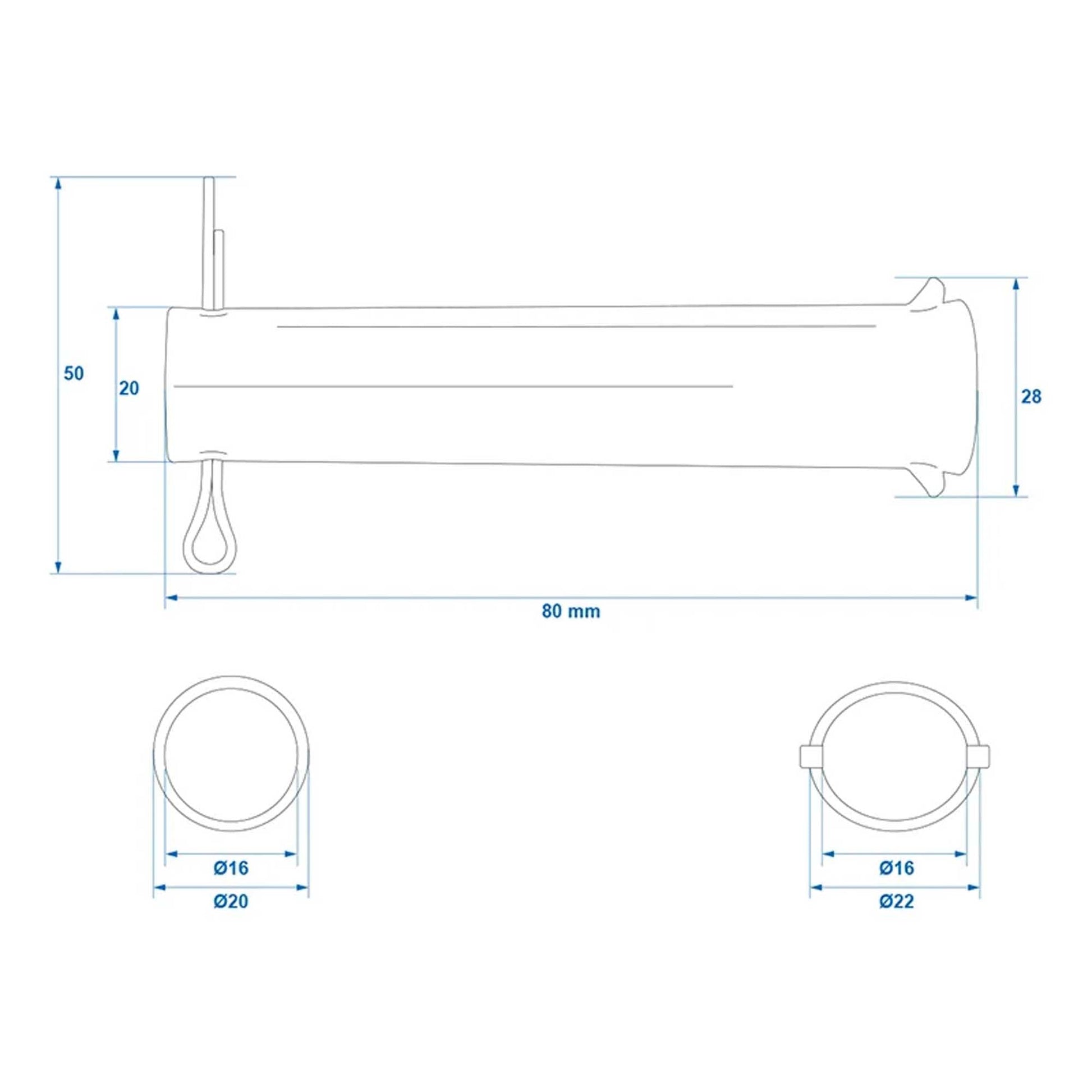 Achse mit Splint für Stützrad 48mm Ø20mm x 80mm - TMN-shop.de