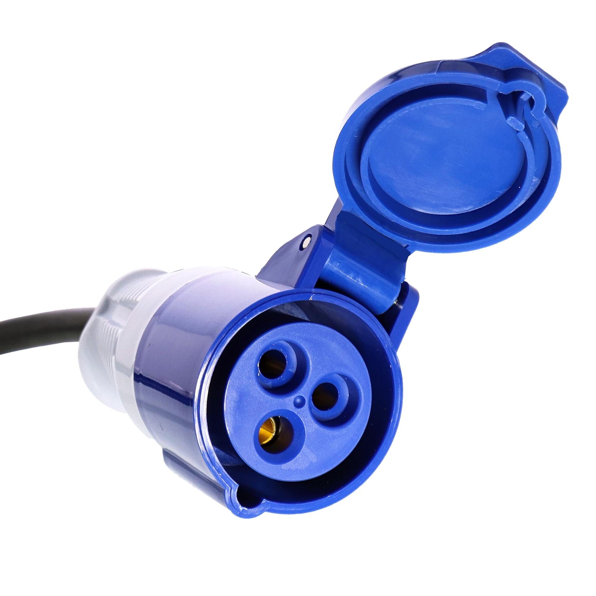 Adapterkabel Schutzkontakt-Stecker auf CEE-Kuppl. 230 V/16 A (blau