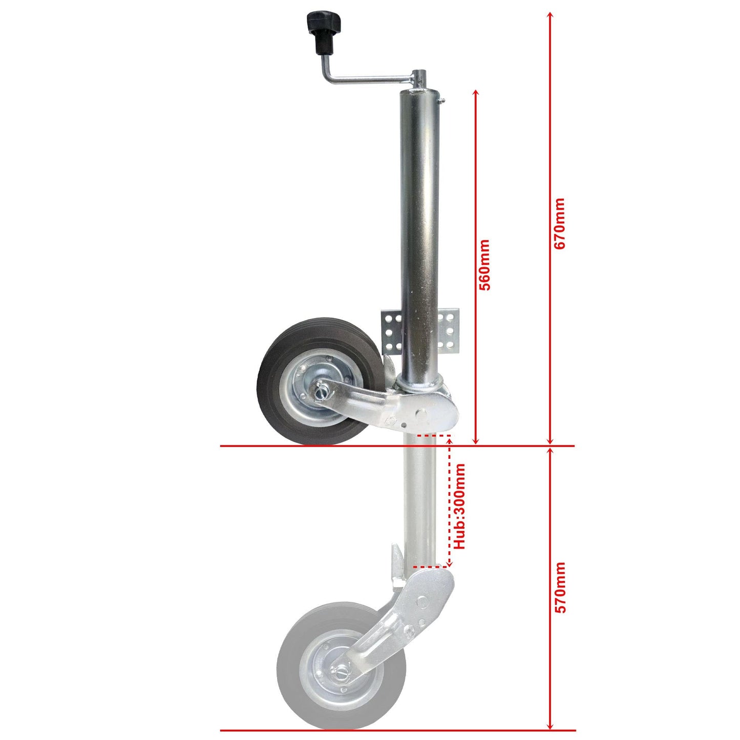 Anhänger Automatik Stützrad 400kg Flansch 0mm + Schraubensatz - TMN-shop.de