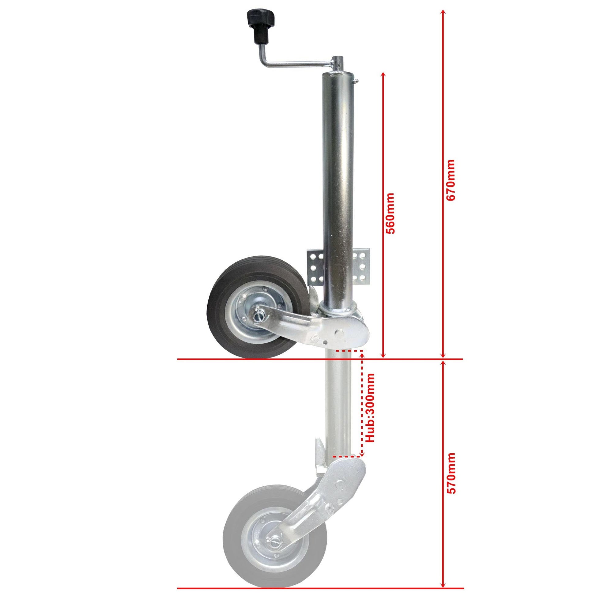 Anhänger Automatik Stützrad 400kg Flansch 0mm + Schraubensatz - TMN-shop.de