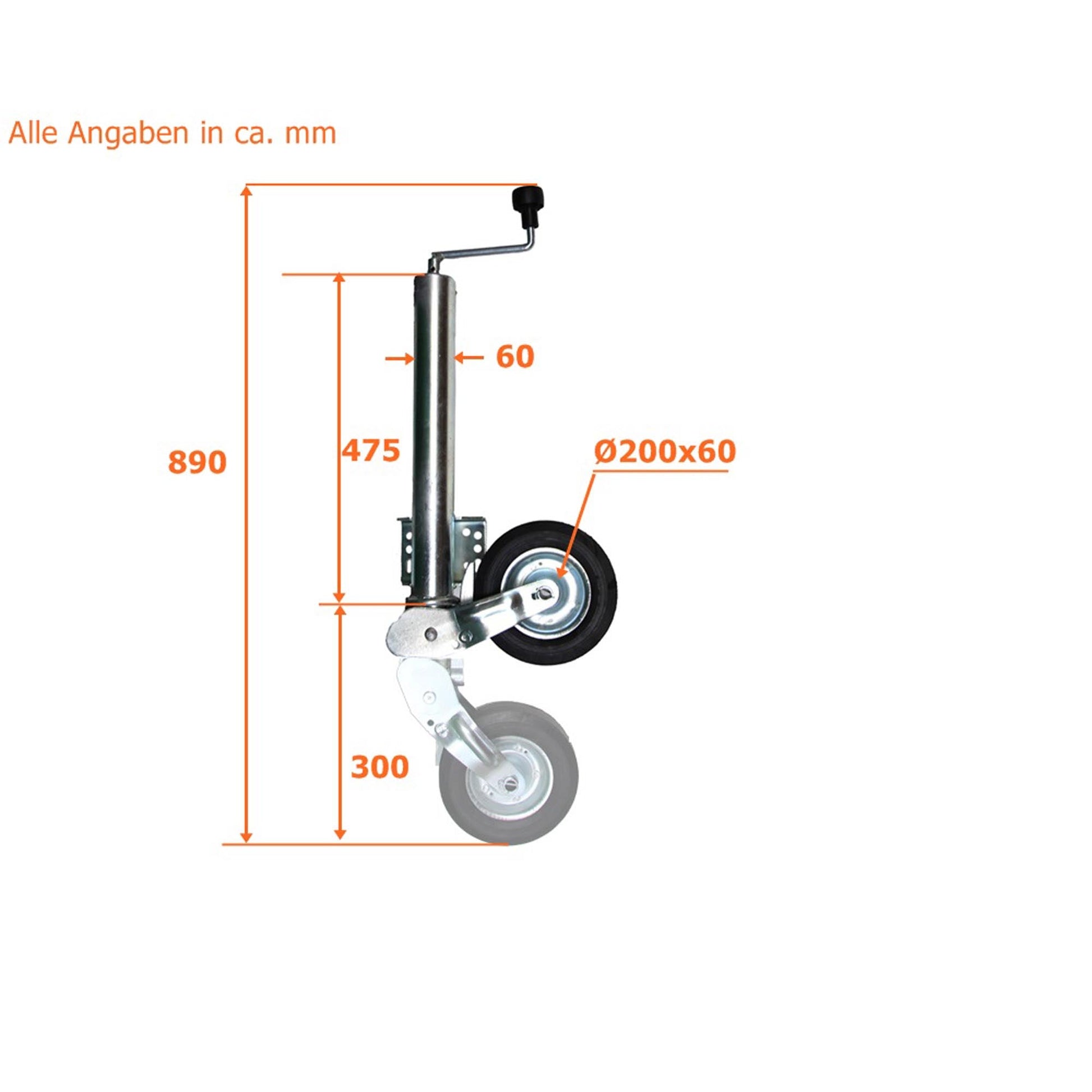 Anhänger Automatik Stützrad 60mm 400kg Stützlast - TMN-shop.de