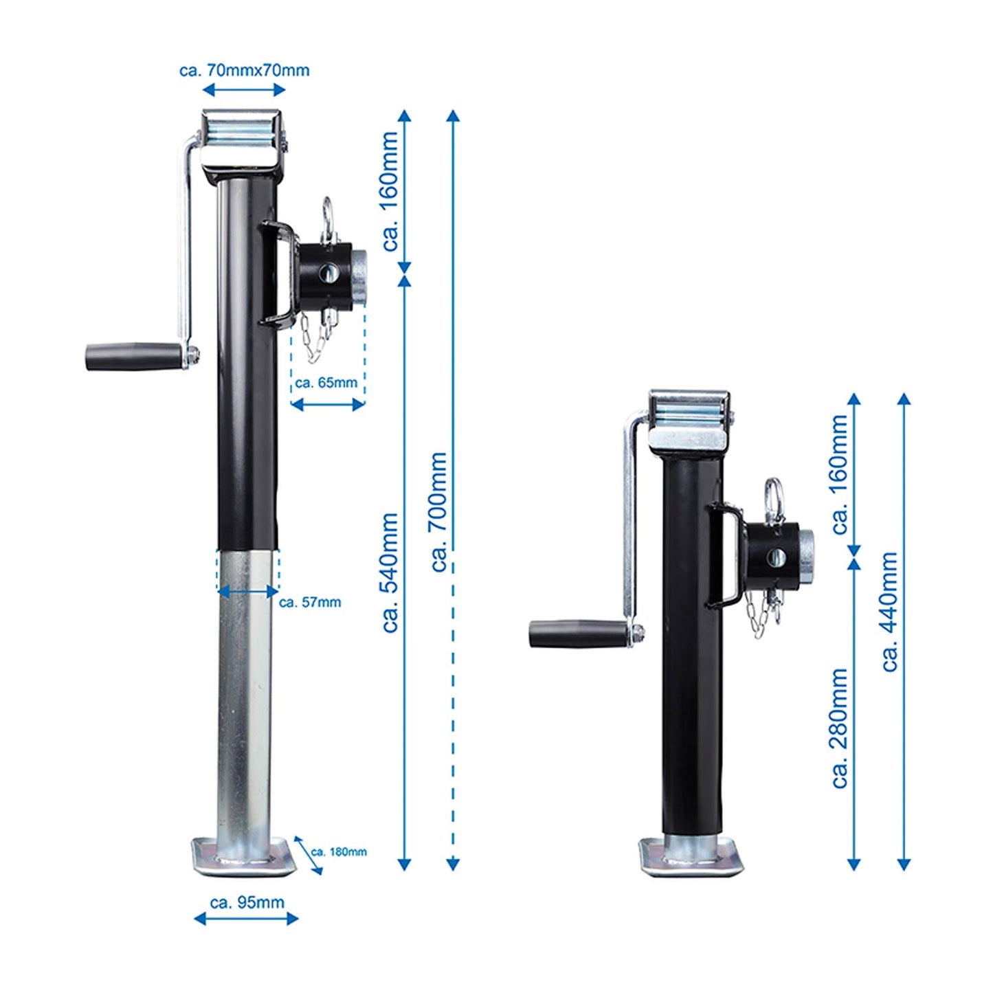 Ausdrehstütze 440-700mm klappbar 1000kg mit Flansch - TMN-shop.de