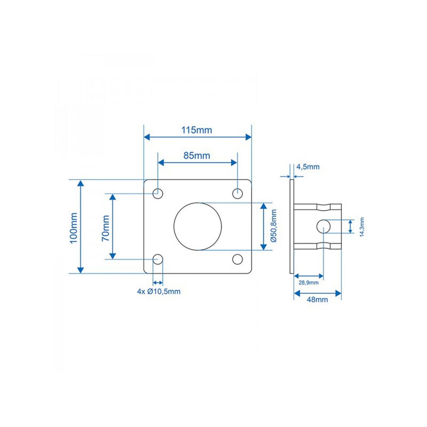 Ausdrehstütze 520-900mm klappbar 1000kg mit Schraubflansch + Schraubensatz - TMN-shop.de