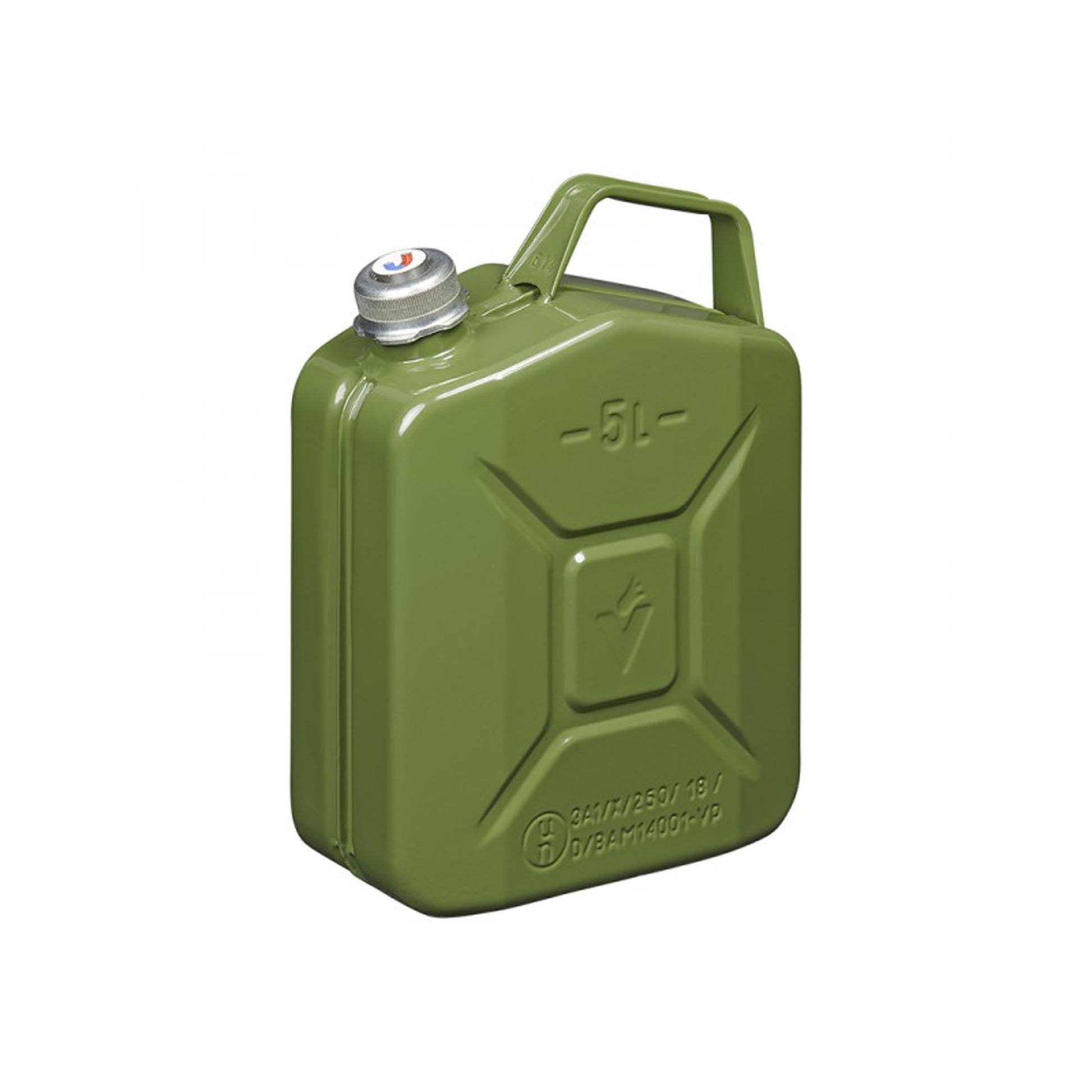 Benzinkanister 5L metall grün mit magnetischem Schraubverschluss