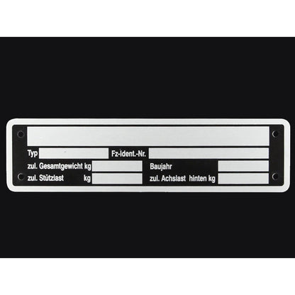 Blanko Typenschild 148X38mm Anhängertypenschild - TMN-shop.de