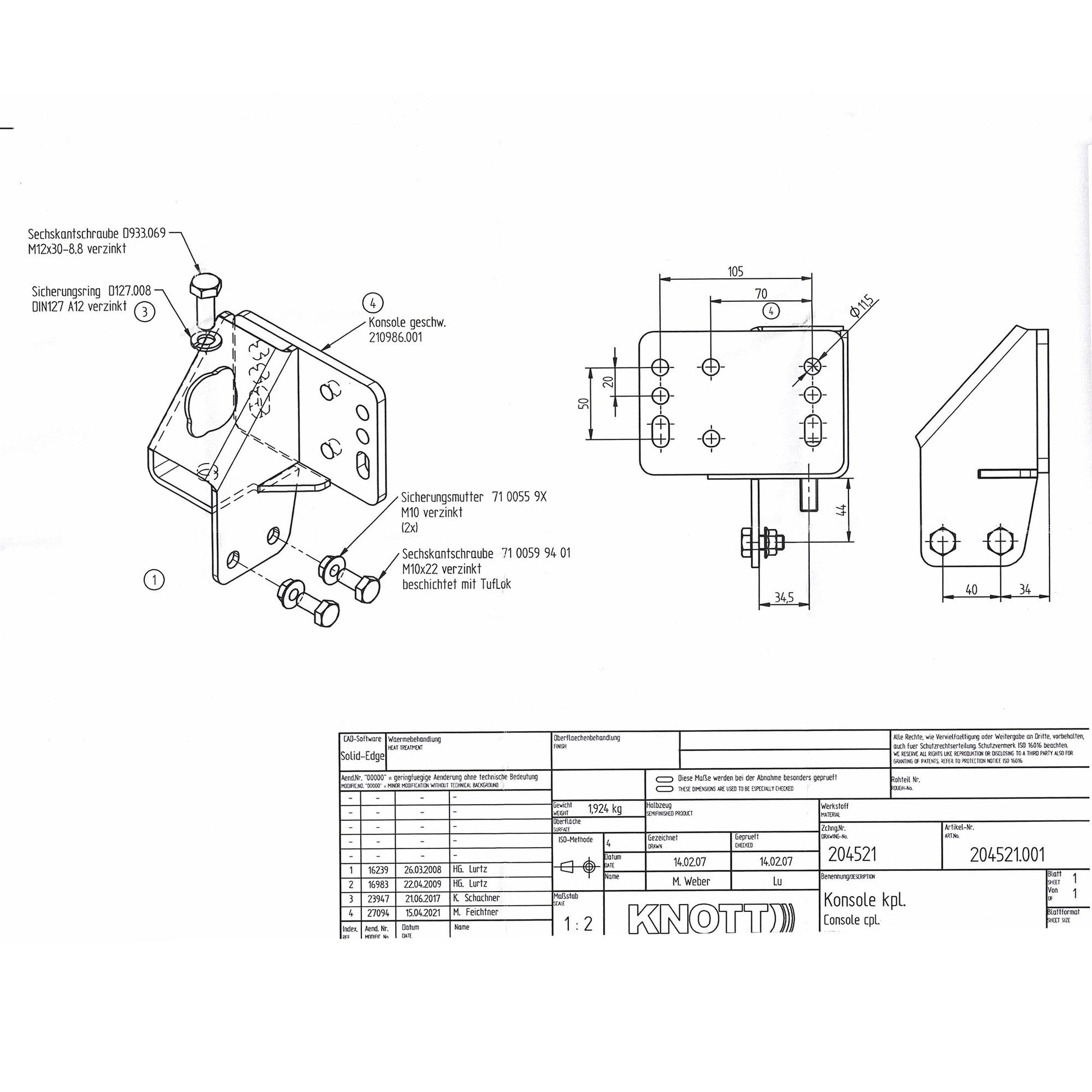 Knott Stützrad-Konsole für KF7.5 / KF13 / KF17 / KF20 GF u. GFH Ausf. Auflaufeinrichtung - TMN-shop.de