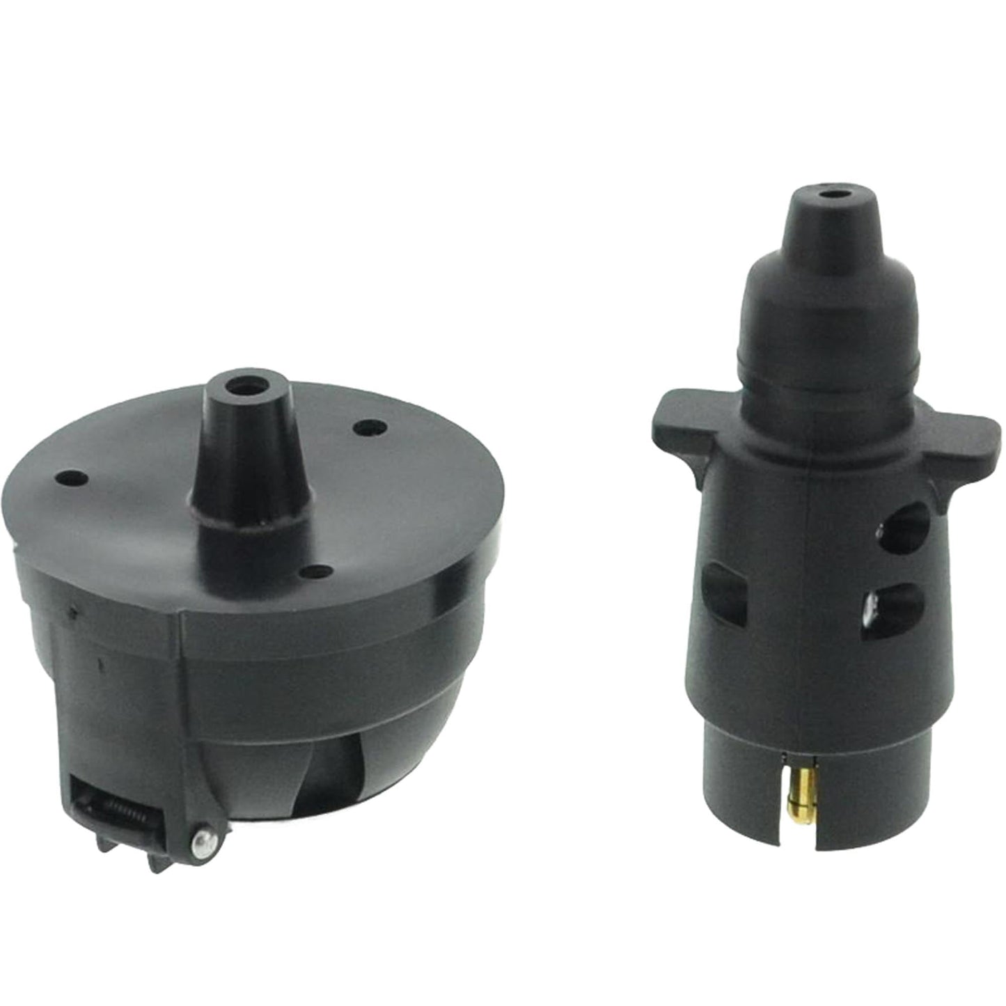 Set 7-polige Anhänger- Stecker u. Steckdose + Dichtung Rund Kunststoff 12V - TMN-shop.de