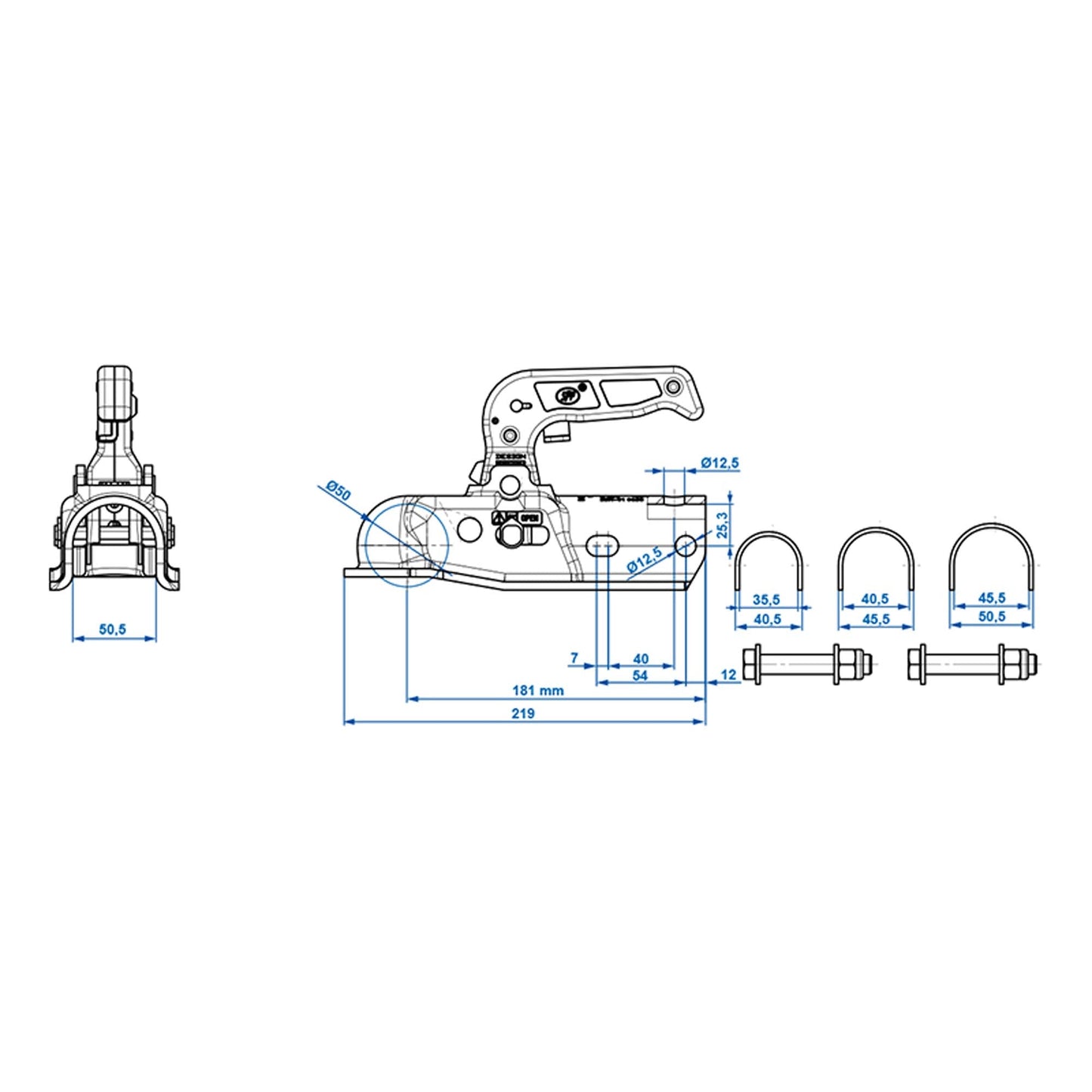 SPP BC-2300 Zugkupplung 35/40/45-46/50-51mm Rund 2300kg - TMN-shop.de