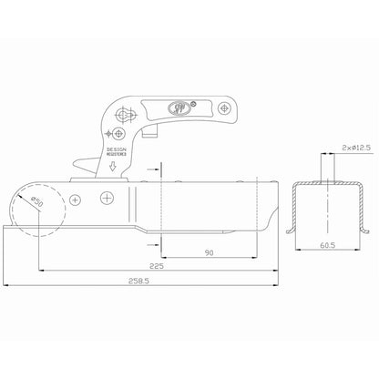 SPP ZSK-750I Kugelkupplung 60mm Vierkant 750kg - TMN-shop.de