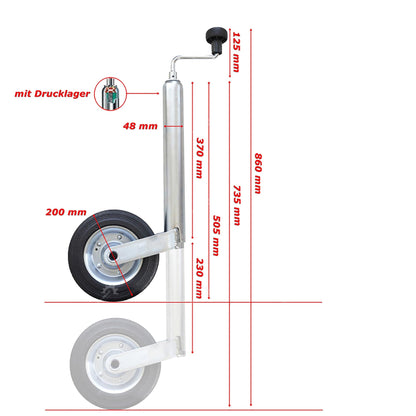 Stützrad 150kg Ø 48mm mit Klemmhalter inkl. Befestigungsschrauben - TMN-shop.de