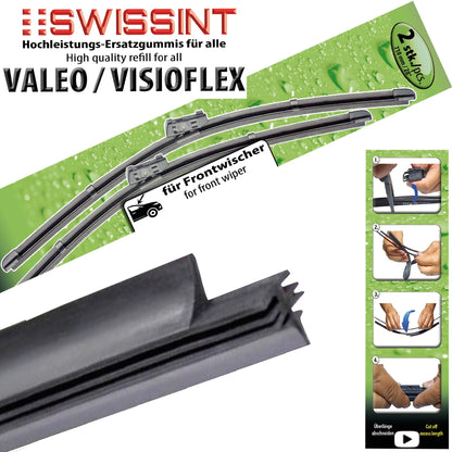 Valeo800 Swissint 2x Ersatzgummi für Valeo-SWF-Visioflex Wischer 800mm - TMN-shop.de